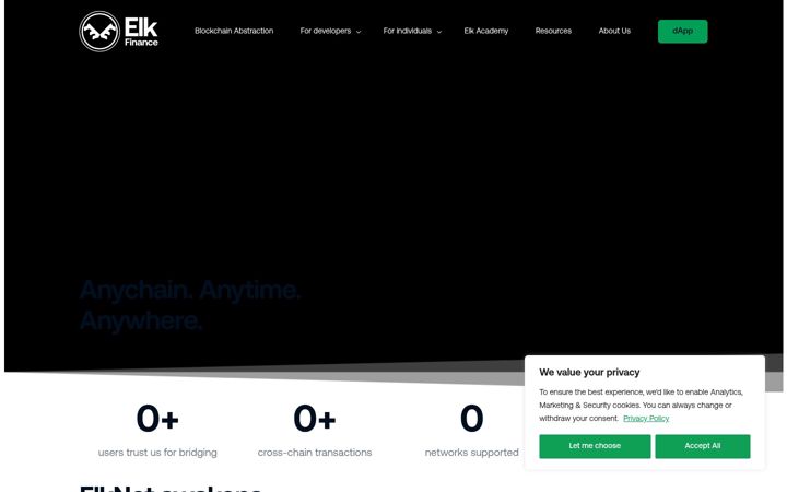 Screenshot of elk.finance