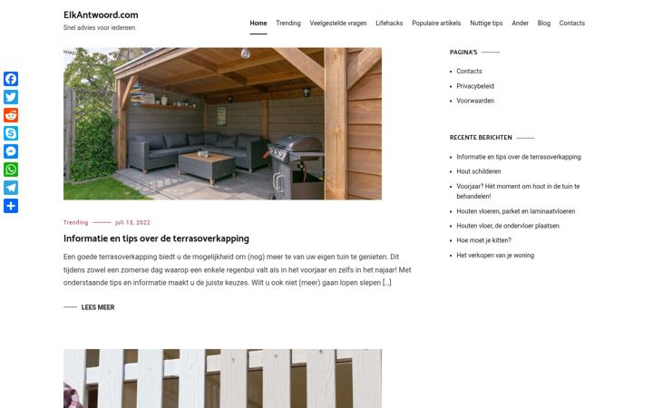 Screenshot of elkantwoord.com