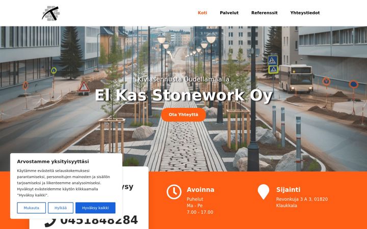 Screenshot di elkas-stonework.fi