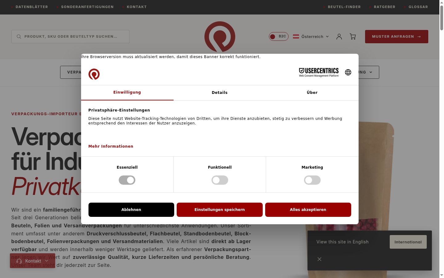 Screenshot tal-banner tal-kunsens muri qabel kwalunkwe interazzjoni