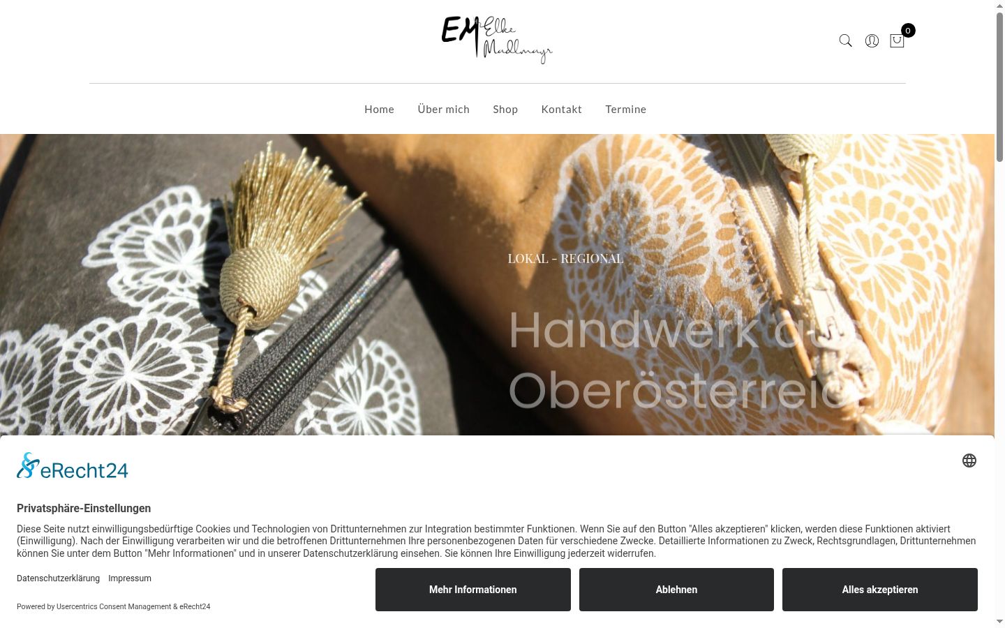 Screenshot des Einwilligungsbanners vor jeglicher Interaktion