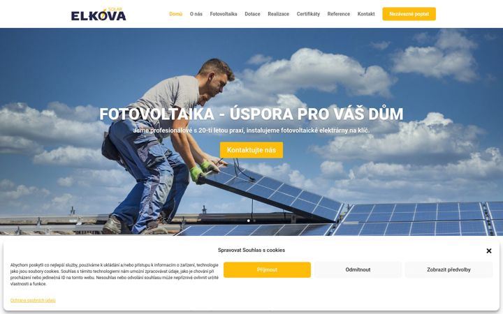 Screenshot von elkovasolar.cz