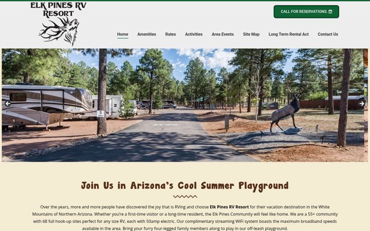Screenshot of elkpinesrvresort.com
