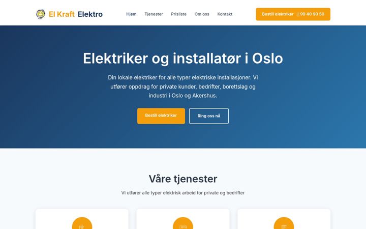 Screenshot of elkraftelektro.no