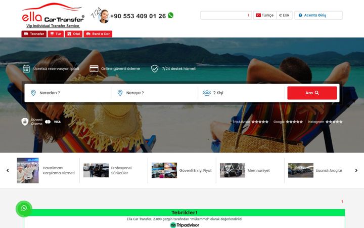 Screenshot of ellacartransfer.com