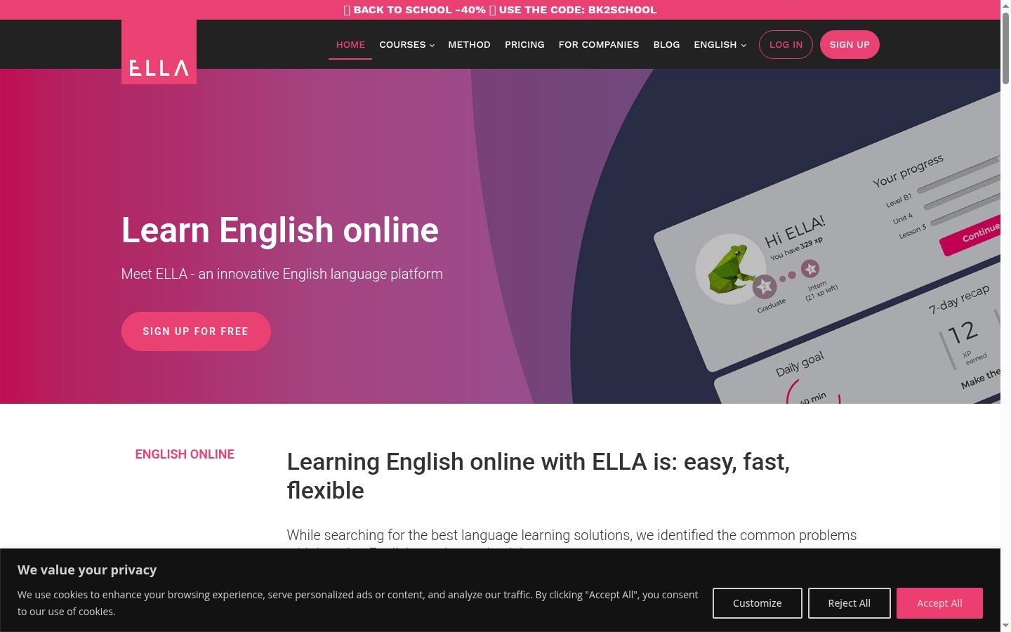 Screenshot of the consent banner shown before any interaction