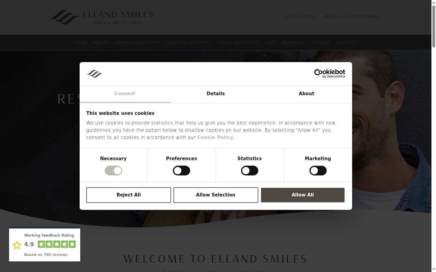 Screenshot of the consent banner shown before any interaction