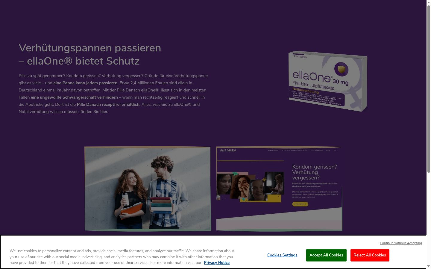 Screenshot tal-banner tal-kunsens muri qabel kwalunkwe interazzjoni