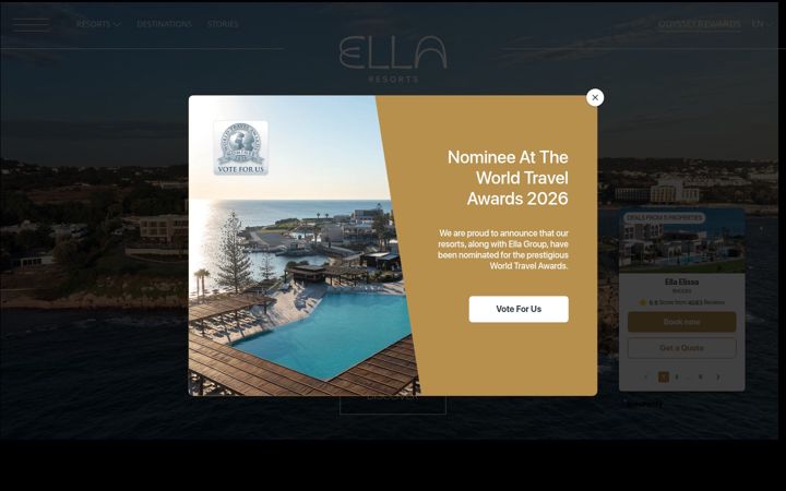 Screenshot of ellaresorts.com