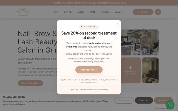 Screenshot of ellasbeautynails.com