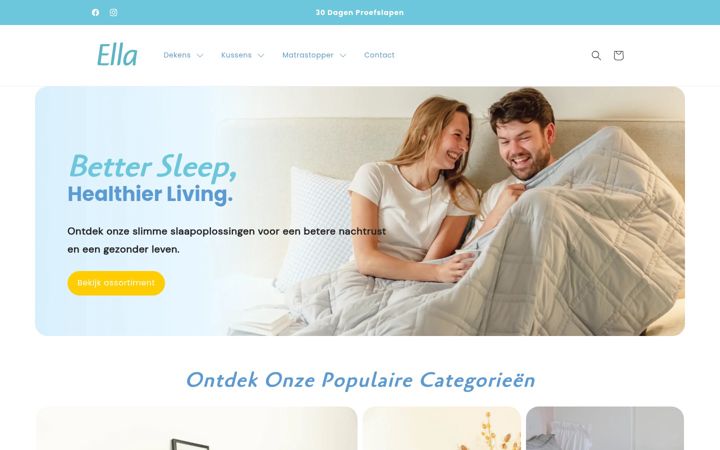 Captură de ecran a ellasleeps.com