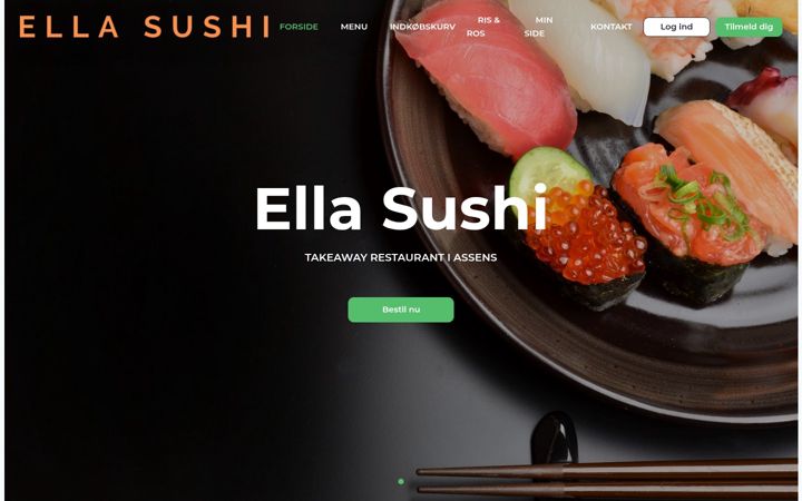 Screenshot van ellasushi.dk