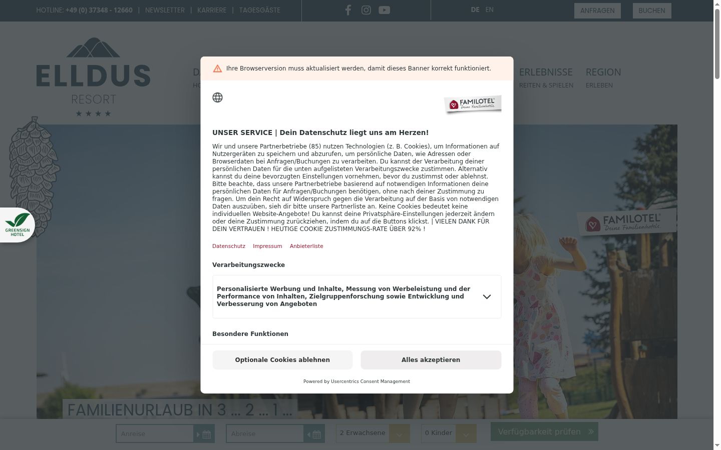 Screenshot tal-banner tal-kunsens muri qabel kwalunkwe interazzjoni