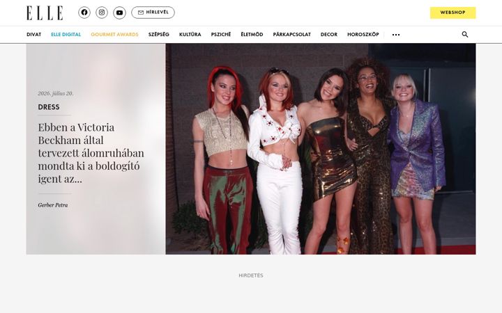 Screenshot of elle.hu
