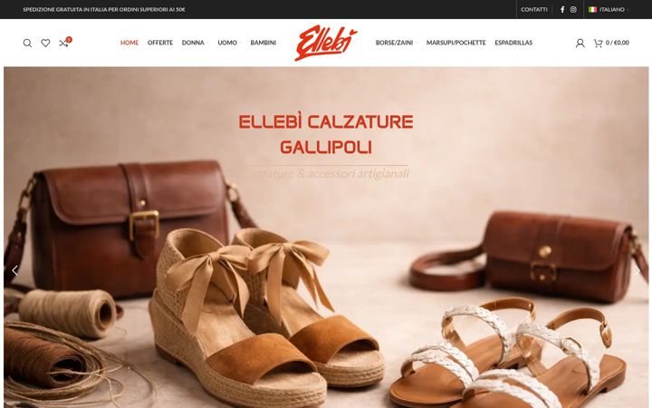 Screenshot von ellebicalzature.it