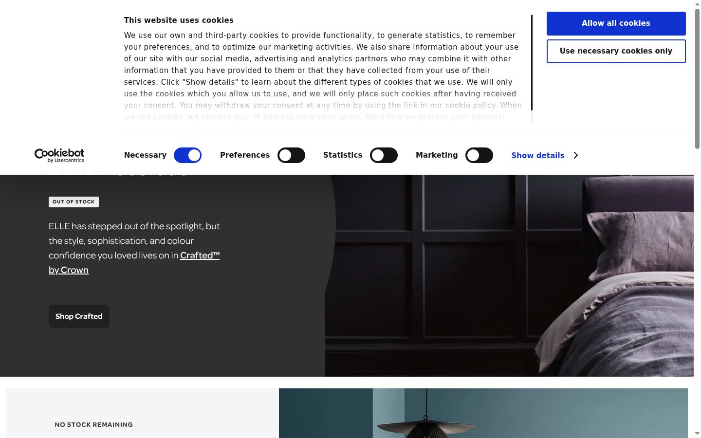 Screenshot del banner di consenso mostrato prima di qualsiasi interazione