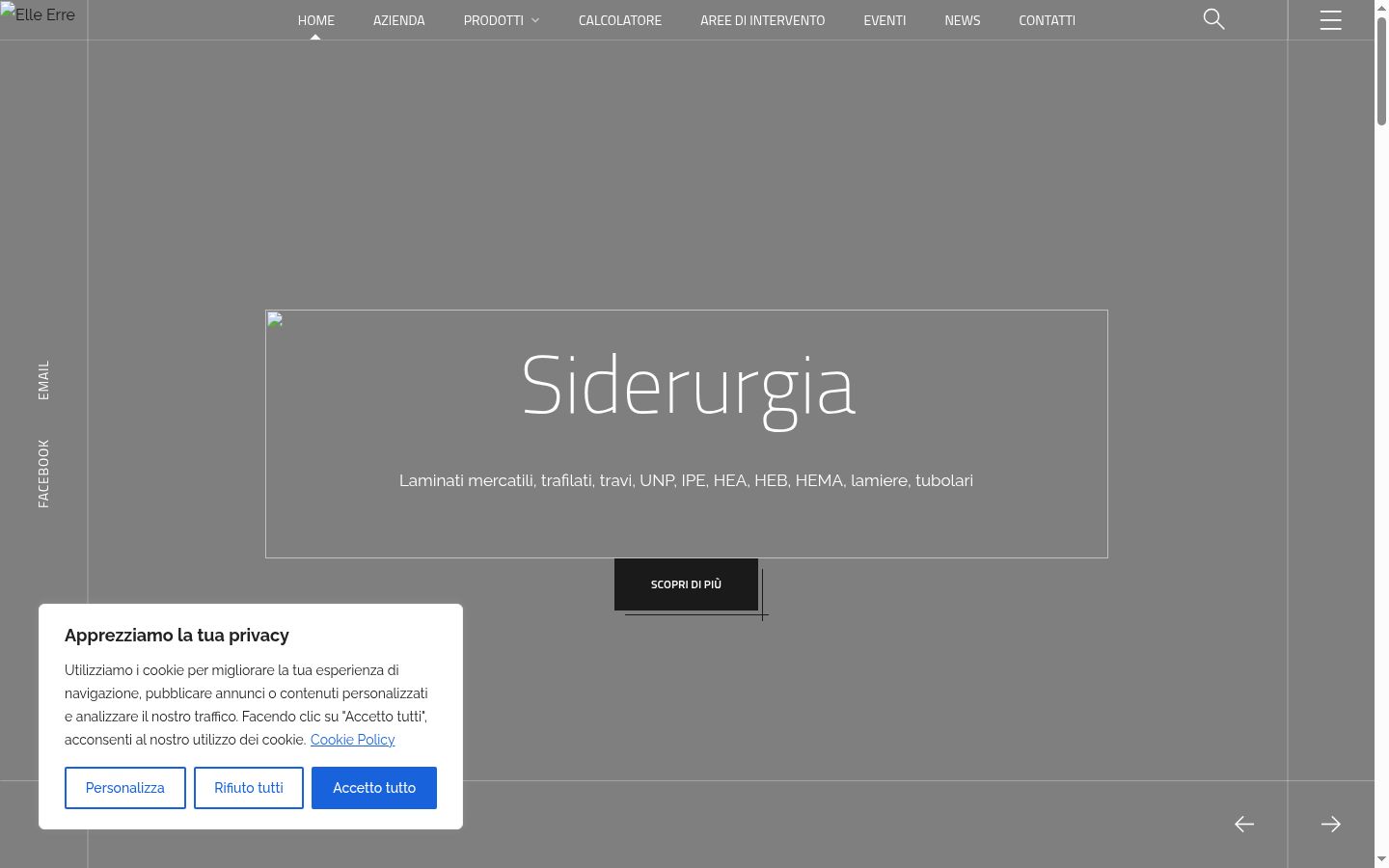 Screenshot del banner di consenso mostrato prima di qualsiasi interazione