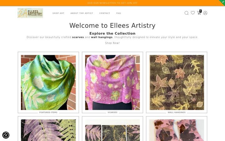 Screenshot of elleesartistry.com