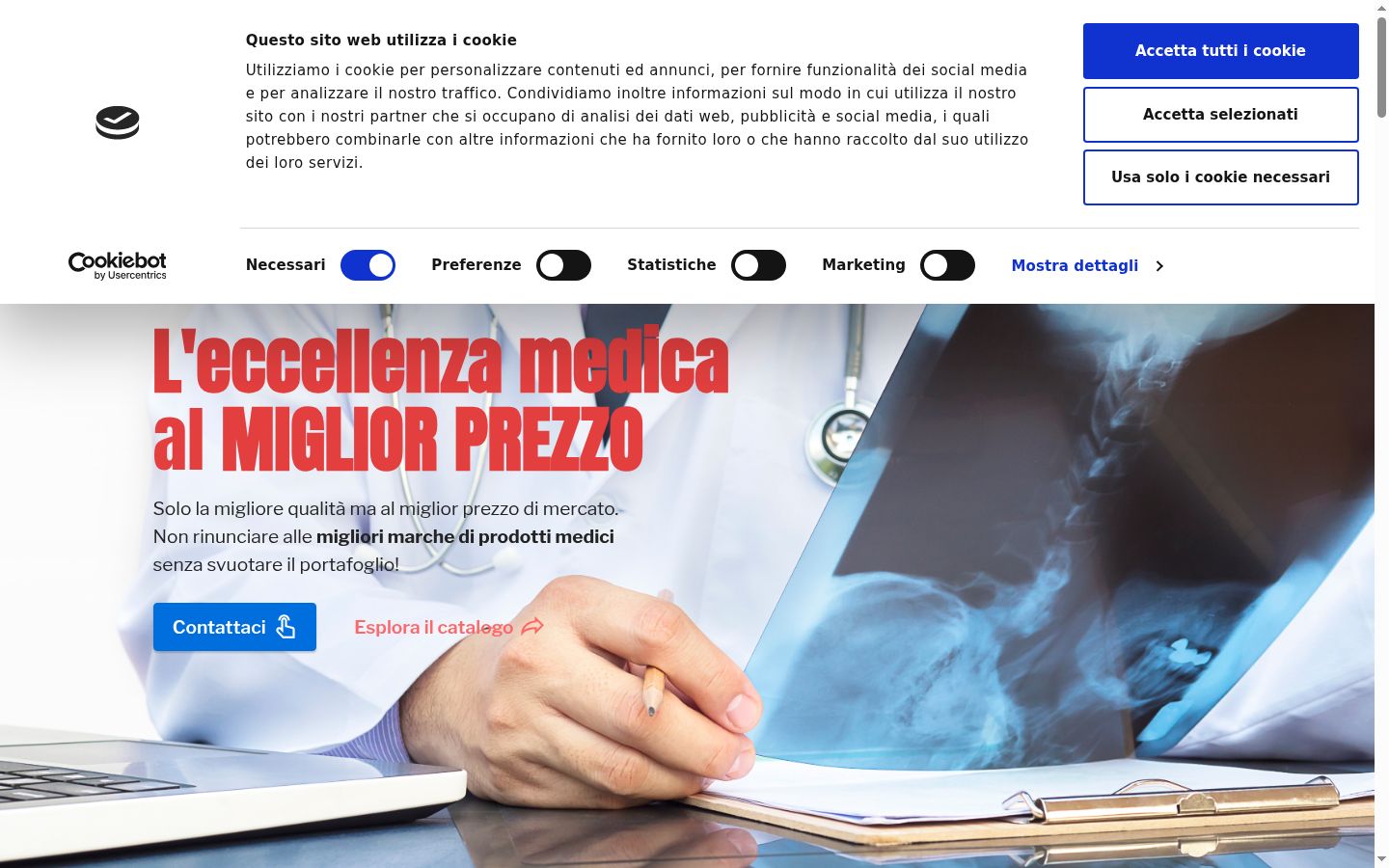 Screenshot del banner di consenso mostrato prima di qualsiasi interazione