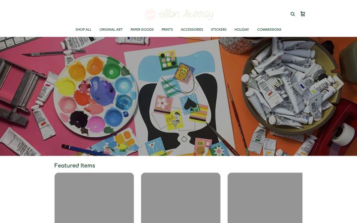 Ekrānuzņēmums no ellen-surrey-shop.square.site
