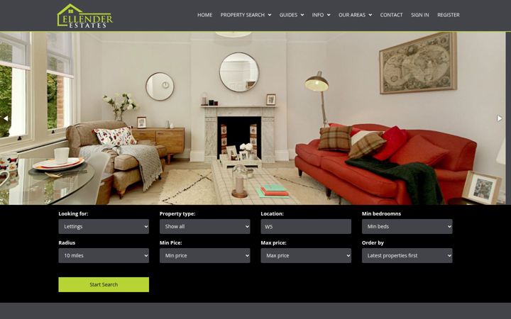 Screenshot von ellenderestates.co.uk