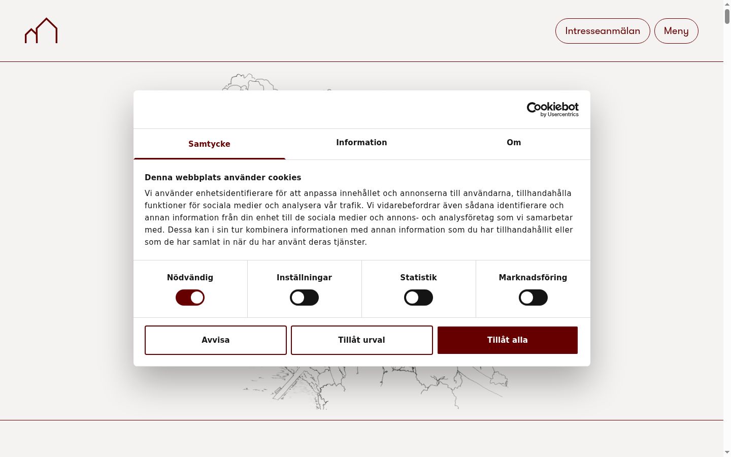 Screenshot of the consent banner shown before any interaction