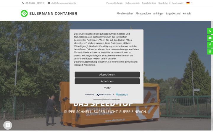 Ekraanipilt saidist ellermann-container.de