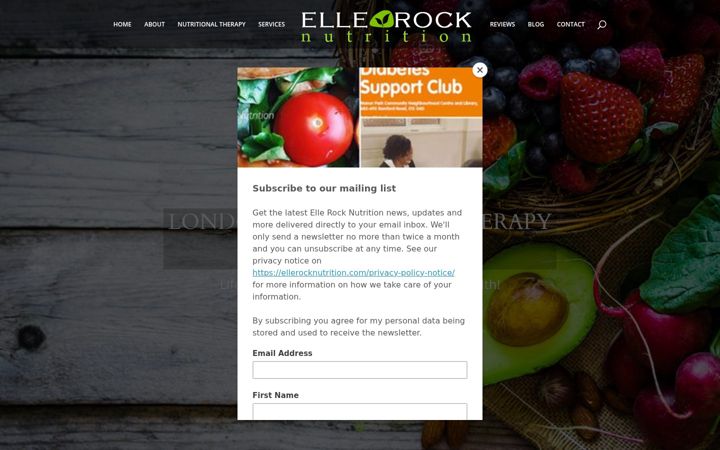Screenshot of ellerocknutrition.com