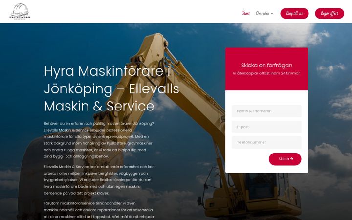 Skjermbilde av ellevalls-maskinservice.se