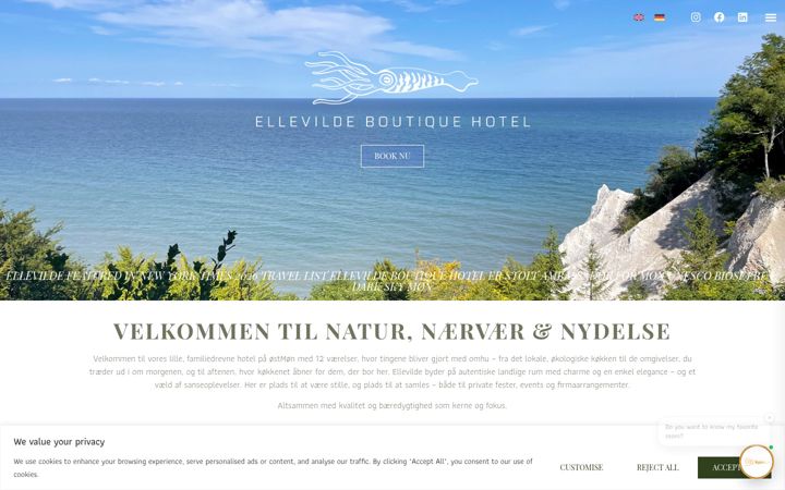 Screenshot ta' ellevildehotel.dk