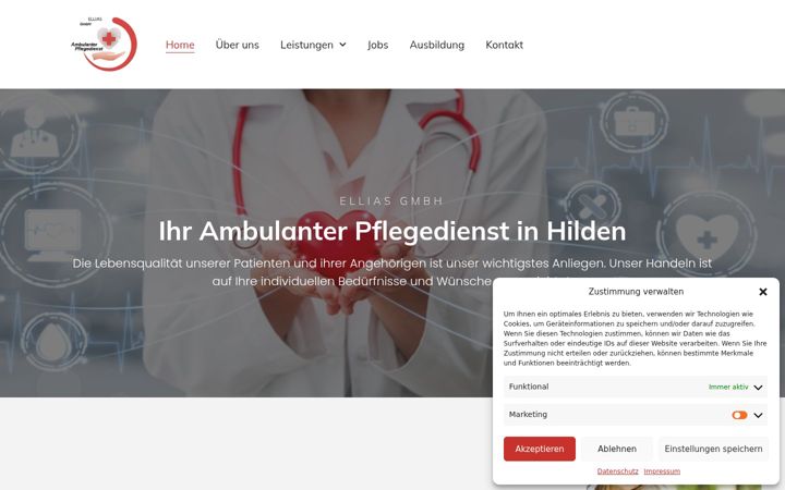 Screenshot von ellias-pflegedienst.de