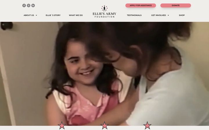 Snimka zaslona za elliesarmy.org