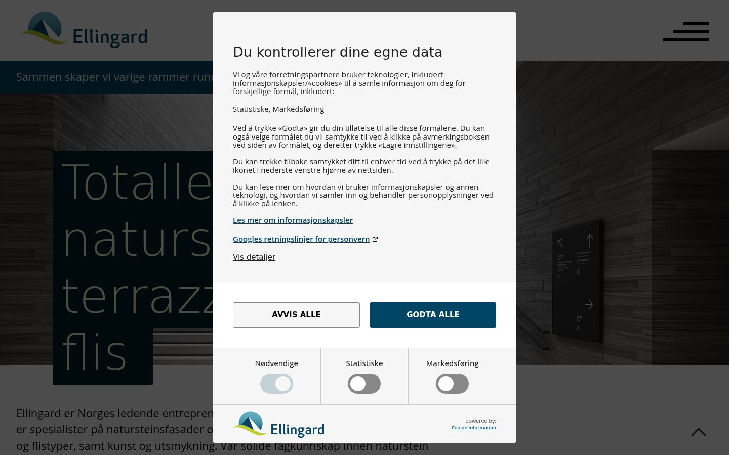 Screenshot van de toestemmingsbanner zoals getoond vóór enige interactie