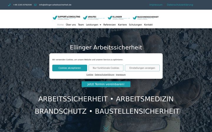 Screenshot von ellinger-arbeitssicherheit.de