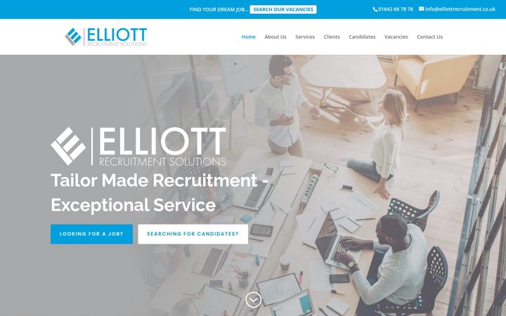 Skjámynd af elliottrecruitment.co.uk