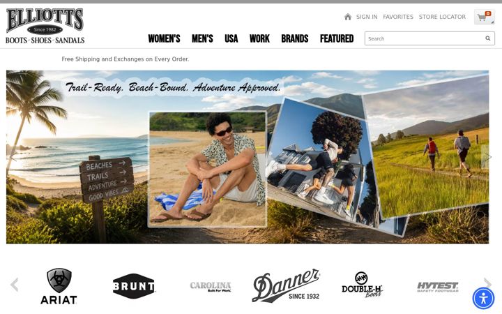 Screenshot of elliottsboots.com