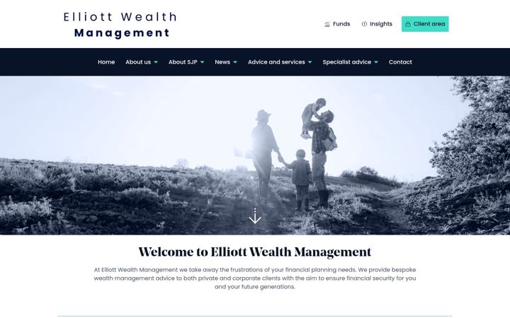 Skjámynd af elliottwealthmanagement.co.uk