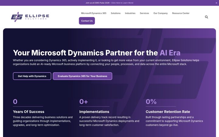Screenshot of ellipsesolutions.com