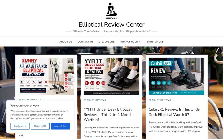Screenshot of ellipticalreviewcenter.com