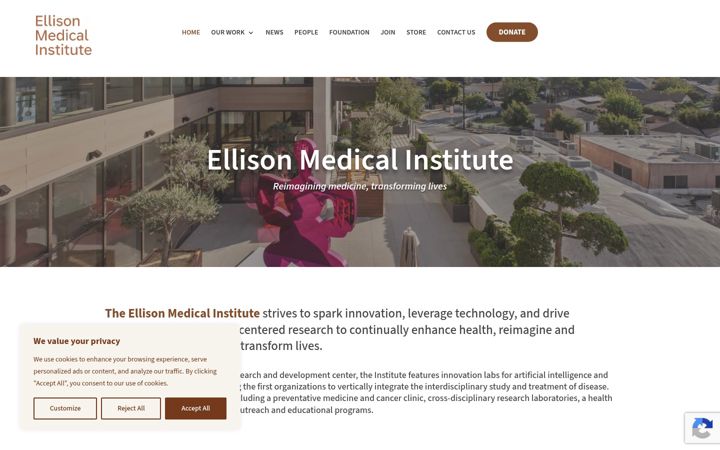 Snimka zaslona za ellisonmedicalinstitute.org