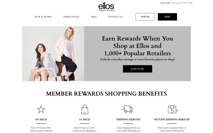 Snímek obrazovky ellosmemberrewards.com