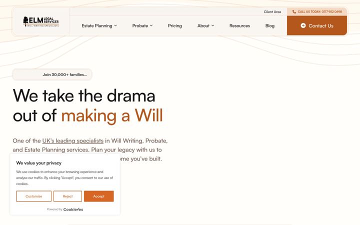 Screenshot von elm-online.co.uk