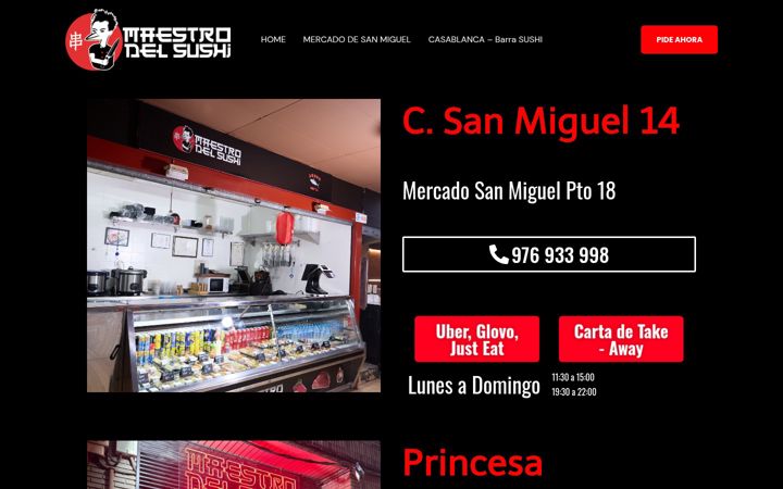 Screenshot of elmaestrodelsushi.com