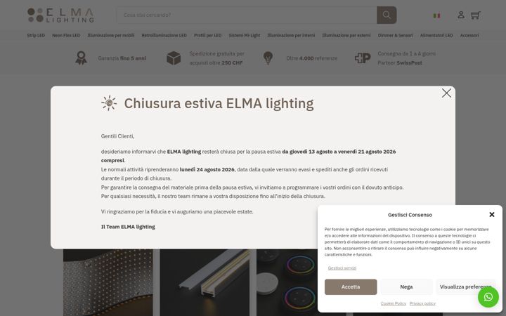 Snimka zaslona za elmalighting.ch