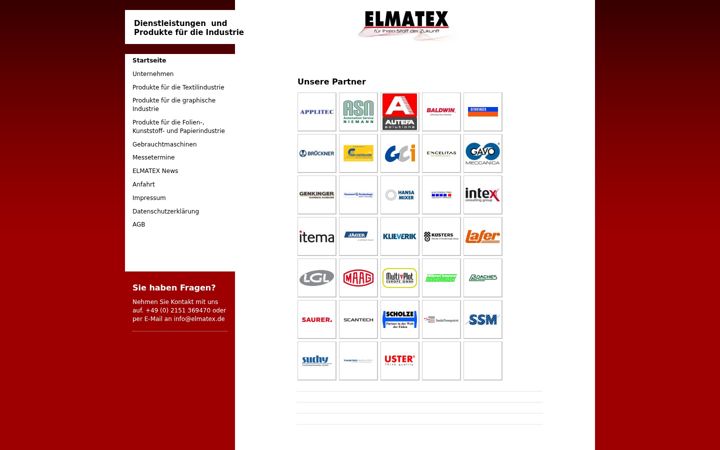 Screenshot von elmatex.de