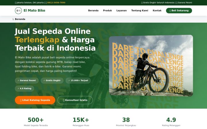 Screenshot of elmatobike.com