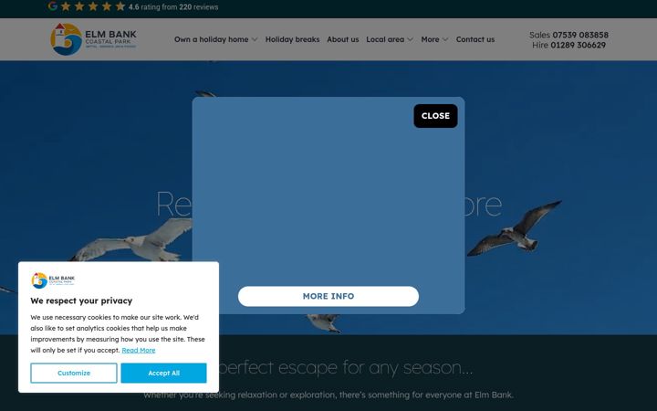 Screenshot von elmbankcoastalpark.co.uk