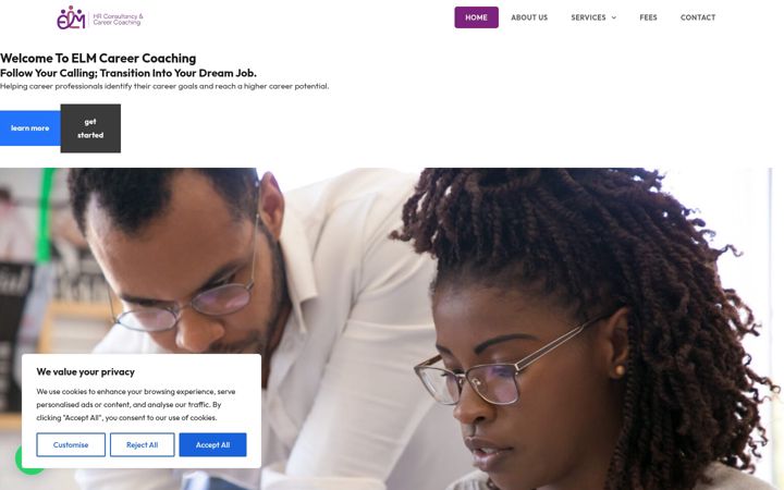 Screenshot von elmcareercoaching.co.uk