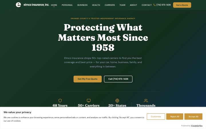 Screenshot of elmcoinsurance.com