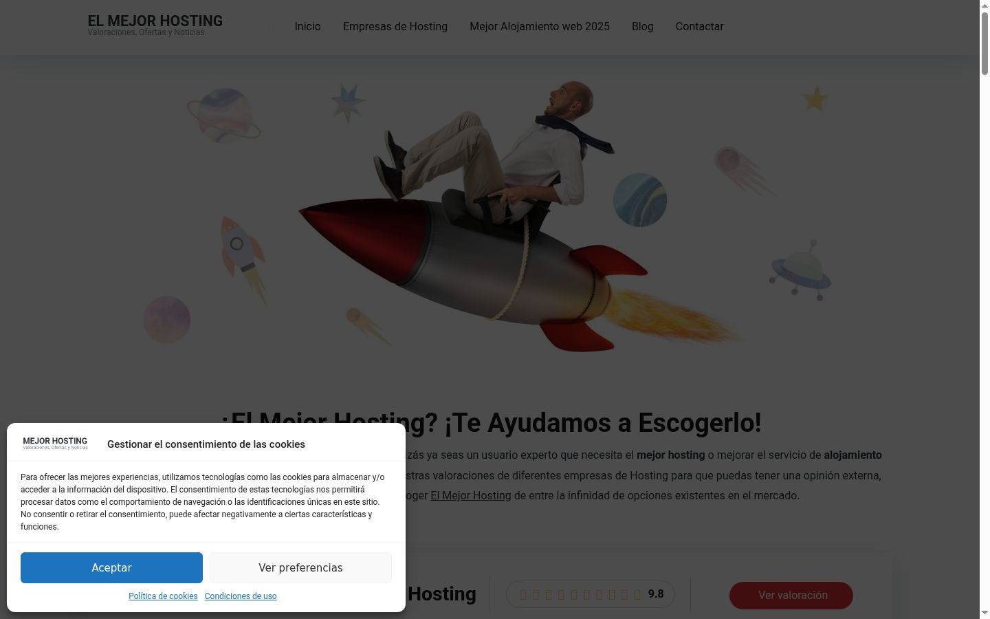Captura de ecrã do banner de consentimento apresentado antes de qualquer interação
